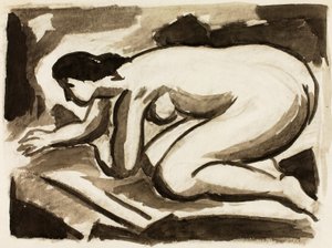 Mujer desnuda sobre manos y rodillas de Carl Newman