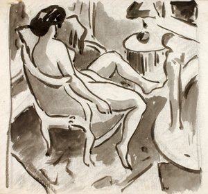 Desnudo femenino sentado, vista lateral