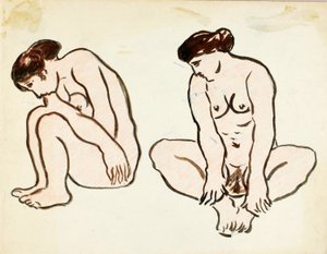 Dos desnudos femeninos, sentadas de Carl Newman