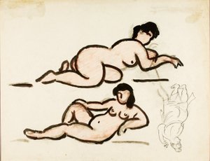 Dos desnudos femeninos reclinados