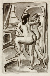 Dos desnudos femeninos de pie de Carl Newman