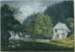 Schneidemühle en el Beuerner Thale (hoja 8 del cuaderno de bocetos de los alrededores de Baden) de Carl Philipp Fohr