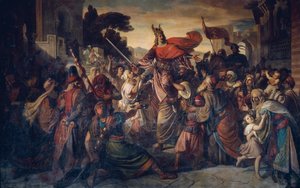 La recepción de Manfredo (1231-1266) por los sarracenos en Luceria en 1254 de Carl Rahl