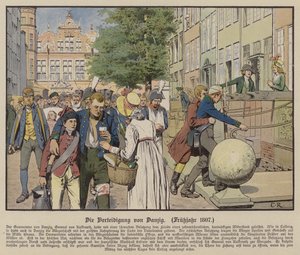 Civiles ayudando a los heridos prusianos durante la defensa de Danzig, primavera de 1807 de Carl Röchling