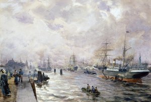 Barcos de vela en el puerto de Hamburgo, 1889