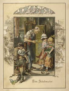 En casa del zapatero (litografia en color) de Carl Rohling