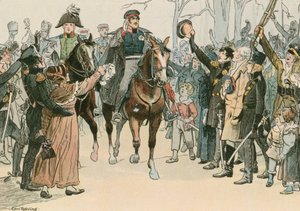 Federico Guillermo III, Rey de Prusia (1770-1840), dirigiéndose al público en Wroclaw en marzo de 1813 de Carl Rohling