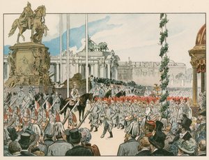 Guillermo II, Emperador Alemán y Rey de Prusia (1859-1941), en la dedicación del monumento nacional en Berlín en 1897