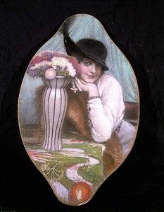 Retrato de una niña junto a un jarrón de flores de Carl Schlosser