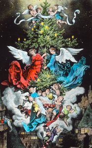 Árbol de Navidad celestial. Ilustración del pintor y artista gráfico alemán Fritz Richter (1904 - 1981). Fecha de la imagen: hacia 1930. Archivo Carl Sinon