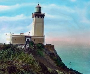 Norte de Marruecos, faro de Cap Spartel, situado a 12 km al oeste de Tánger, fecha de la imagen: hacia 1910. Archivo Carl Simon
