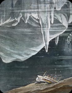 El viaje inaugural del Titanic 1912, desastre del Titanic, ilustración, el hundimiento del Titanic, historia, histórico, ilustración, Carl Simon, diapositiva de vidrio coloreada a mano. de Carl Simon