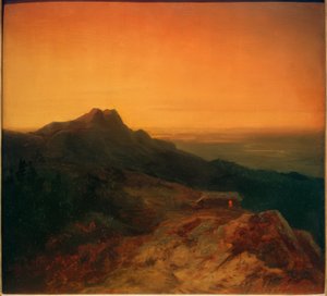 La Benediktenwand al atardecer de Carl Spitzweg