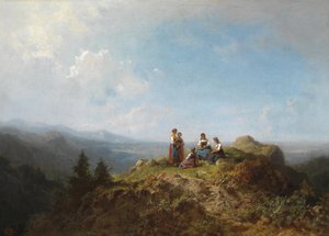 Chicas en el pasto alpino de Carl Spitzweg