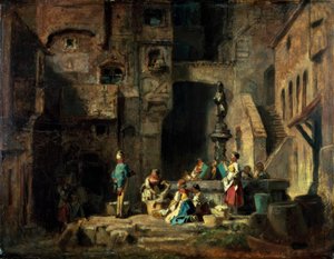 Lavanderas en la Fuente de Carl Spitzweg
