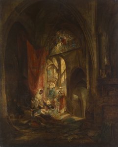 Escena en las escaleras del castillo. de Carl Theodor von Piloty