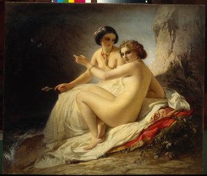 Dos chicas en una gruta de Carl Timoleon von Neff