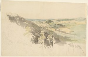 Paisaje montañoso con el castillo de Landsberg de Carl Wagner