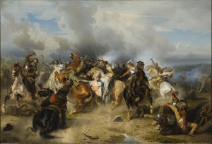 La muerte del rey Gustavo II Adolfo de Suecia en la batalla de Lützen el 6 de noviembre de 1632 de Carl Wahlbom