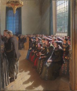 Durante el servicio religioso en una iglesia en Amager de Carl Wentorf