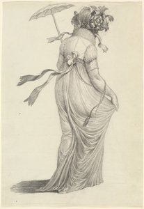 Una joven a la moda vista desde atrás de Carl Wilhelm Kolbe