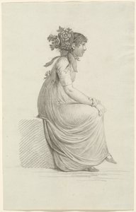 Joven sentada con sombrero de moda de Carl Wilhelm Kolbe