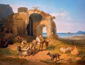 Paisaje con la ruina de una iglesia bizantina de Carl Wilhelm von Heideck