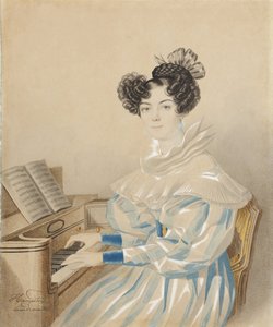 Retrato de Tatiana Petrovna Lvova 1789-1848, nacida Poltoratskaya, 1820s de Carl von Hampeln