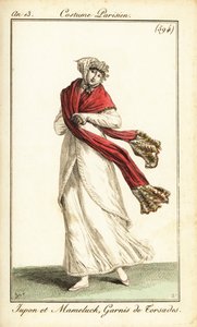 Mujer con enagua y sobrevestido mameluco, París