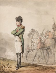 Emperador Napoleón Bonaparte I (1769-1821) en Austerlitz (lápiz y acuarela realzada con blanco) de Carle (attr. to) Vernet