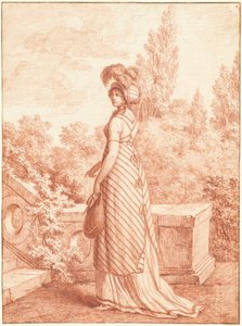 Una mujer elegante de pie en un parque
