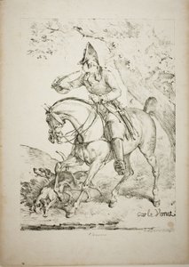 Cazador Montado Tocando un Cuerno de Carle Vernet