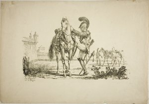 Fusilero montando un caballo