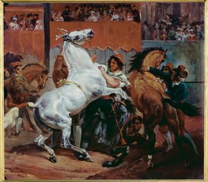 La salida de la carrera de caballos (óleo sobre lienzo)