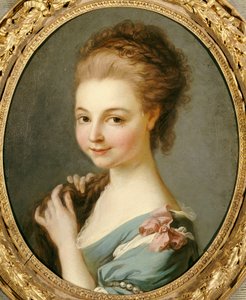 Una niña con vestido azul y cinta rosa de Carle van Loo