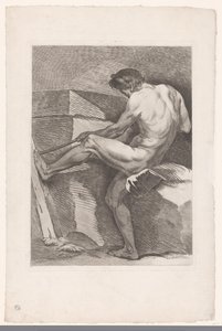 Estudio académico de un desnudo masculino tirando de una cuerda. Seis estudios académicos (título de la serie) Seis figuras académicas (título de la serie) de Carle van Loo