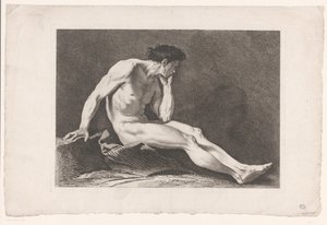 Estudio académico de desnudo masculino sentado Seis estudios académicos (título de la serie) Seis figuras académicas (título de la serie) de Carle van Loo