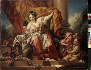 Alegoría de la comedia. Pintura de Carle Van Loo (1705-1765). Óleo sobre tela de Carle van Loo