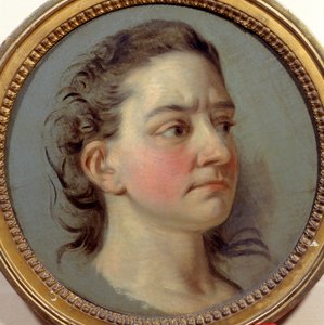 Retrato de Mademoiselle Clairon Josephe Leris de La Tude conocida como Mademoiselle Clairon (1723-1803) intérprete de Voltaire. Pintura de Carle Van Loo (1705-1765)