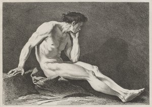 Hombre sentado con la cabeza en la mano de Carle van Loo