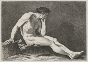 Hombre sentado con la cabeza en la mano de Carle van Loo