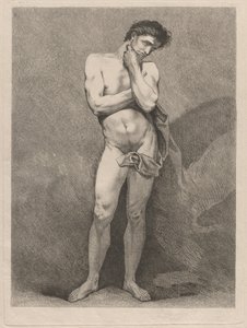 Hombre de pie en pose pensativa de Carle van Loo