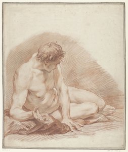 Estudio de un hombre desnudo recostado de Carle van Loo