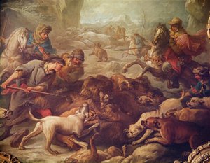 La caza del oso (óleo sobre lienzo) de Carle van Loo