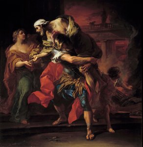 Guerra de Troya: Eneas llevando a Anquises de Carle van Loo