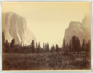 Por el valle desde el pie del sendero Mariposa, Yosemite, no. 9 de Carleton E. Watkins