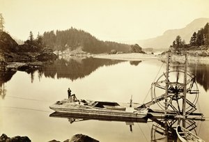 Rueda de salmón flotante, Cascadas, 1867