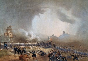 Ataque de los piamonteses en Madonna della Scoperta, Batalla de Solferino, 24 de junio de Carlo Bossoli
