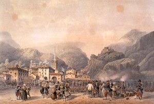 Campamento francés en Susa en 1859, por Carlo Bossoli (1815-1884), grabado. Segunda Guerra de Independencia, Italia, siglo XIX. de Carlo Bossoli