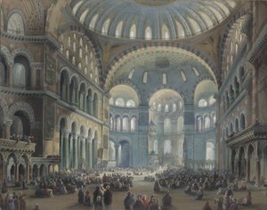 Interior de la Hagia Sophia en Constantinopla